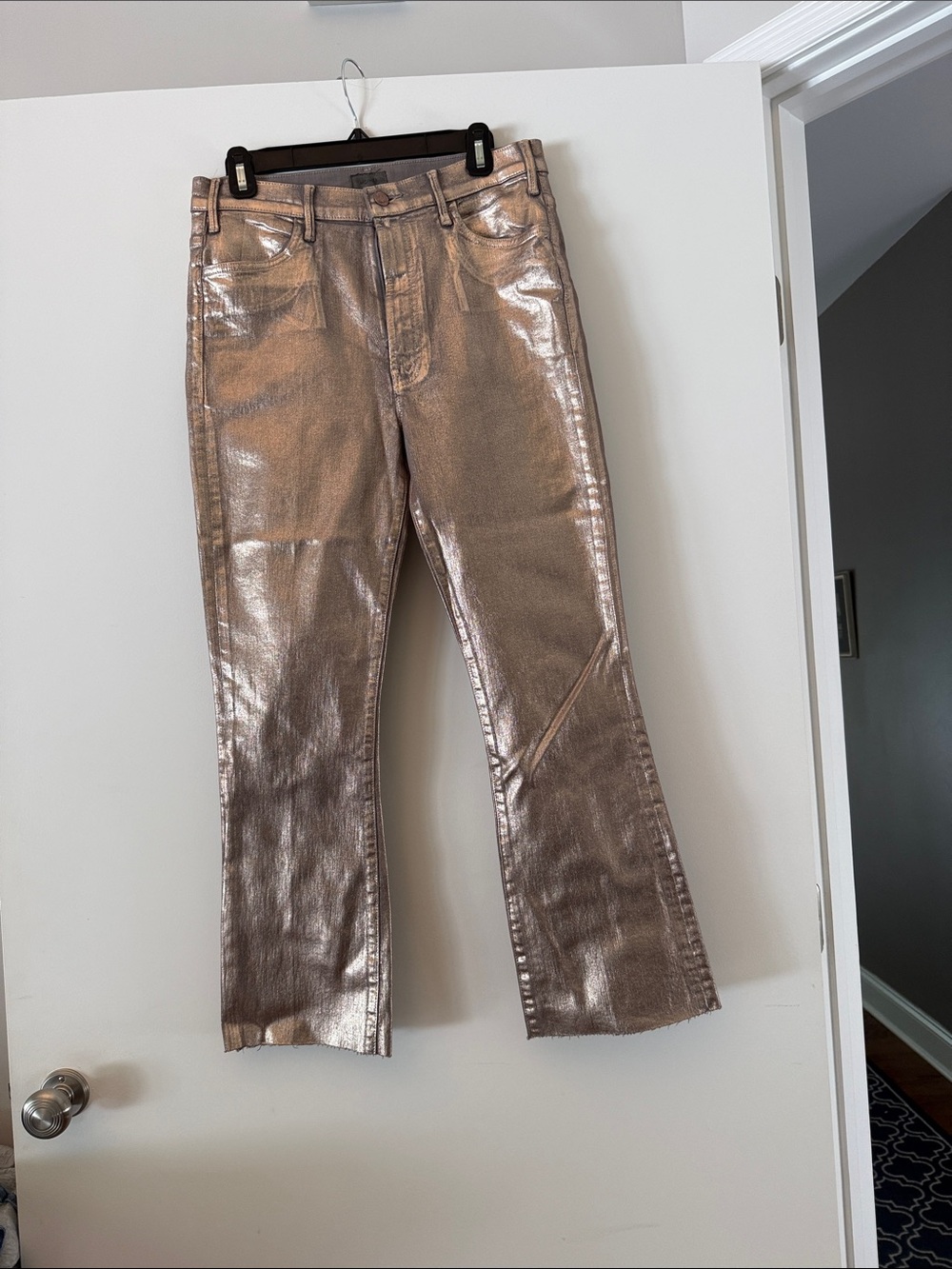 Mother The Hustler Ankle Fray Heavy Metal Drift Wood Gold SZ 31
